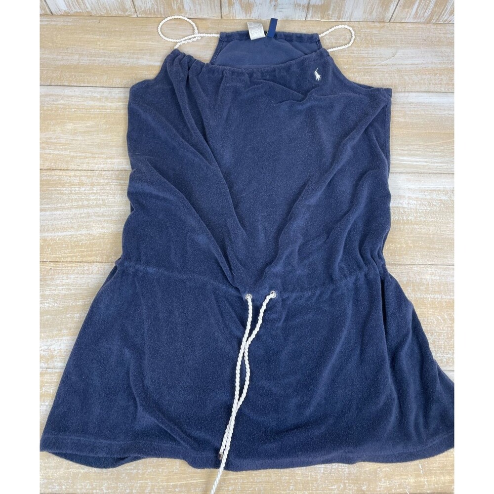 Polo Ralph Lauren Women's L Navy Blue Terry Cloth Rope Halter Dress Cover-up